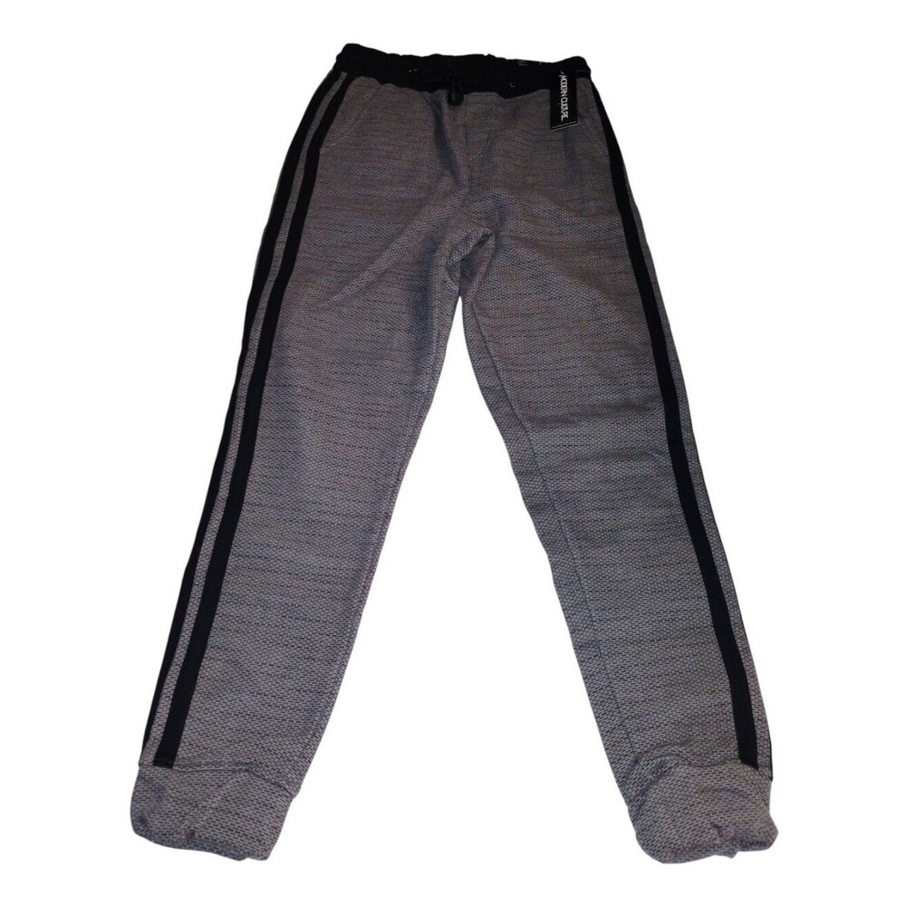 Modern Culture Men's Gray Jogger Pants with Black Side Stripes New Size S